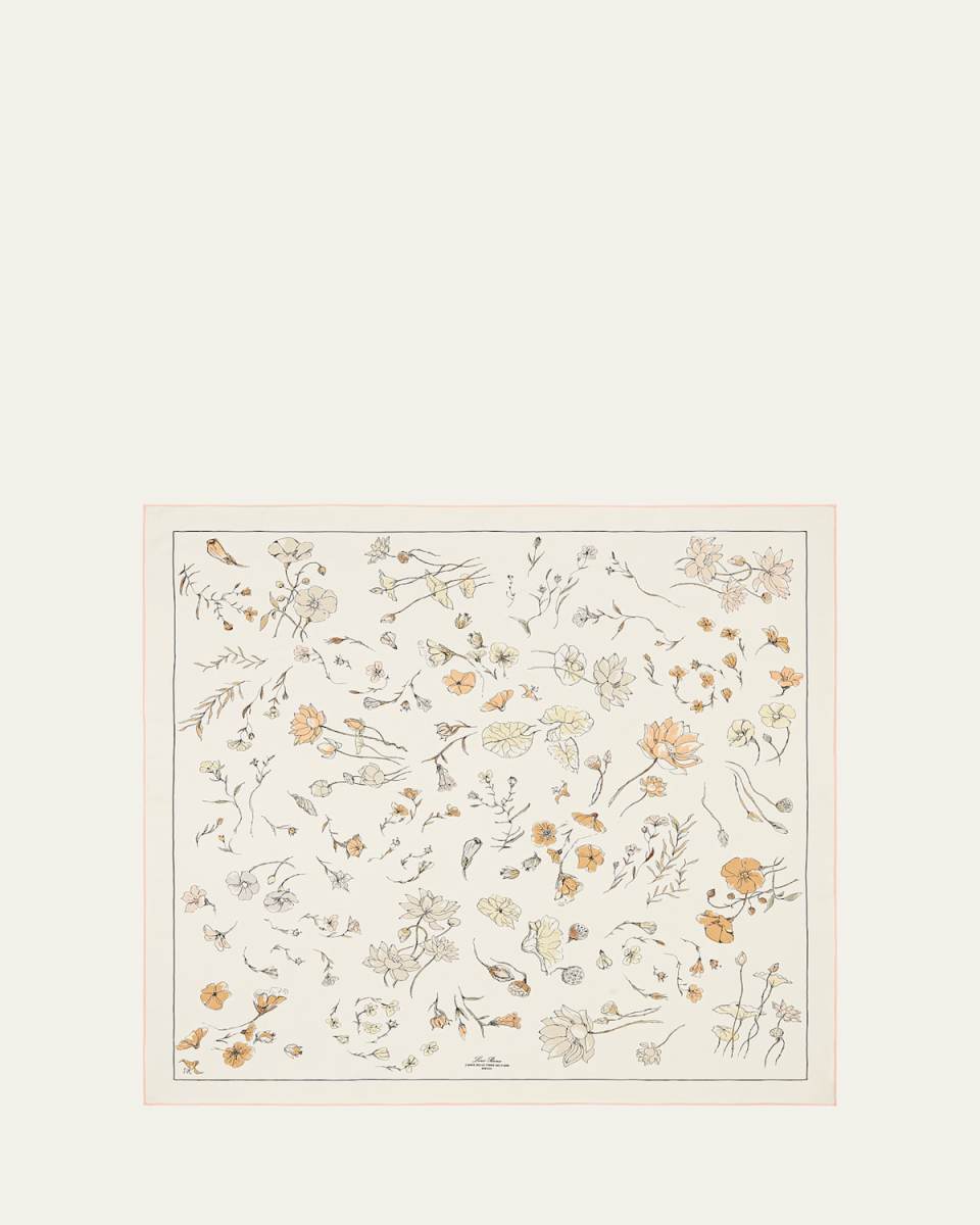 Floral-Print Silk Scarf